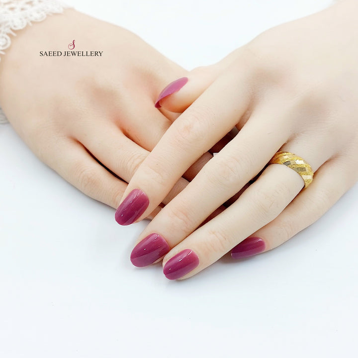 Engraved Wedding Ring Made of 21K Gold by Saeed Jewelry 