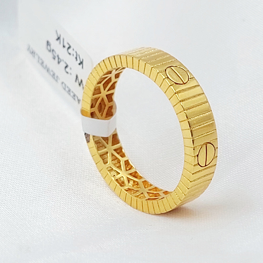 Figaro Wedding Ring Made of 21K Gold by Saeed Jewelry 