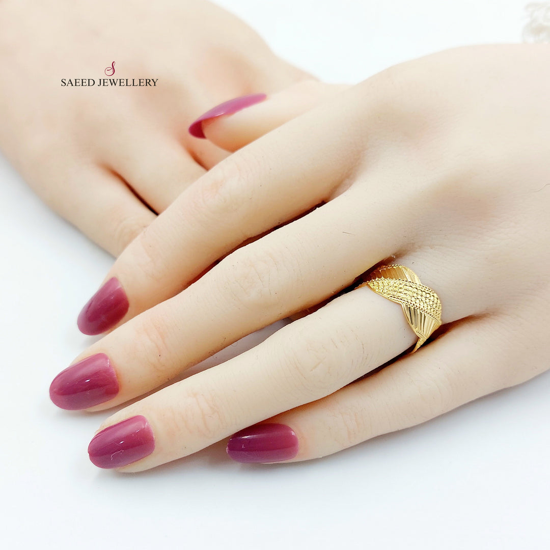 Waves CNC Wedding Ring Made of 21K Gold by Saeed Jewelry 