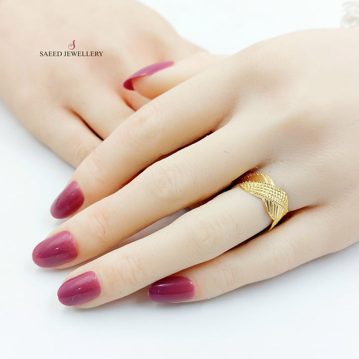 Waves CNC Wedding Ring Made of 21K Gold by Saeed Jewelry 