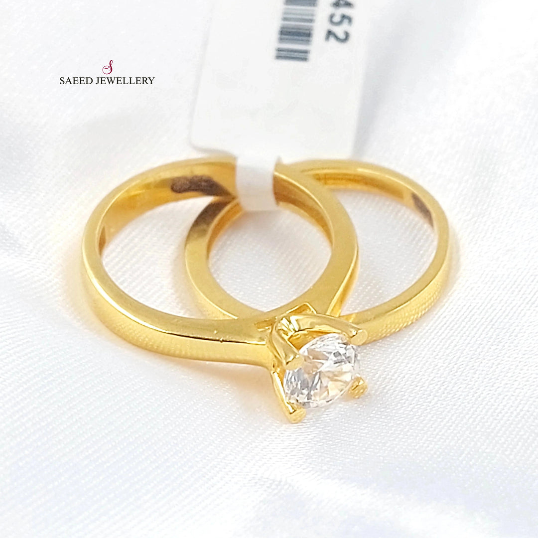 Zircon Studded Twins Wedding Ring Made of 21K Gold by Saeed Jewelry 