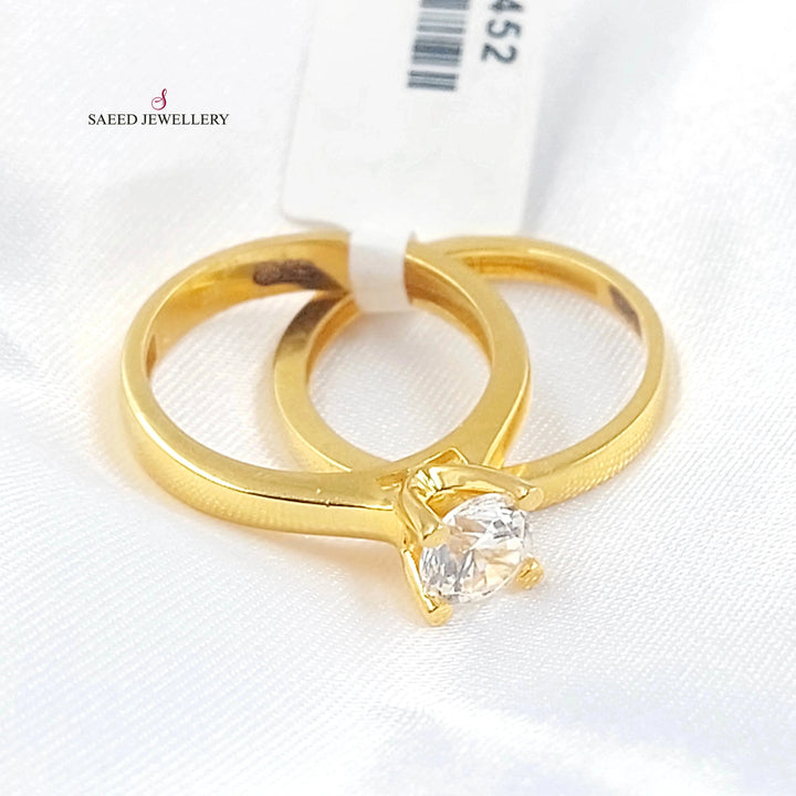Zircon Studded Twins Wedding Ring Made of 21K Gold by Saeed Jewelry 
