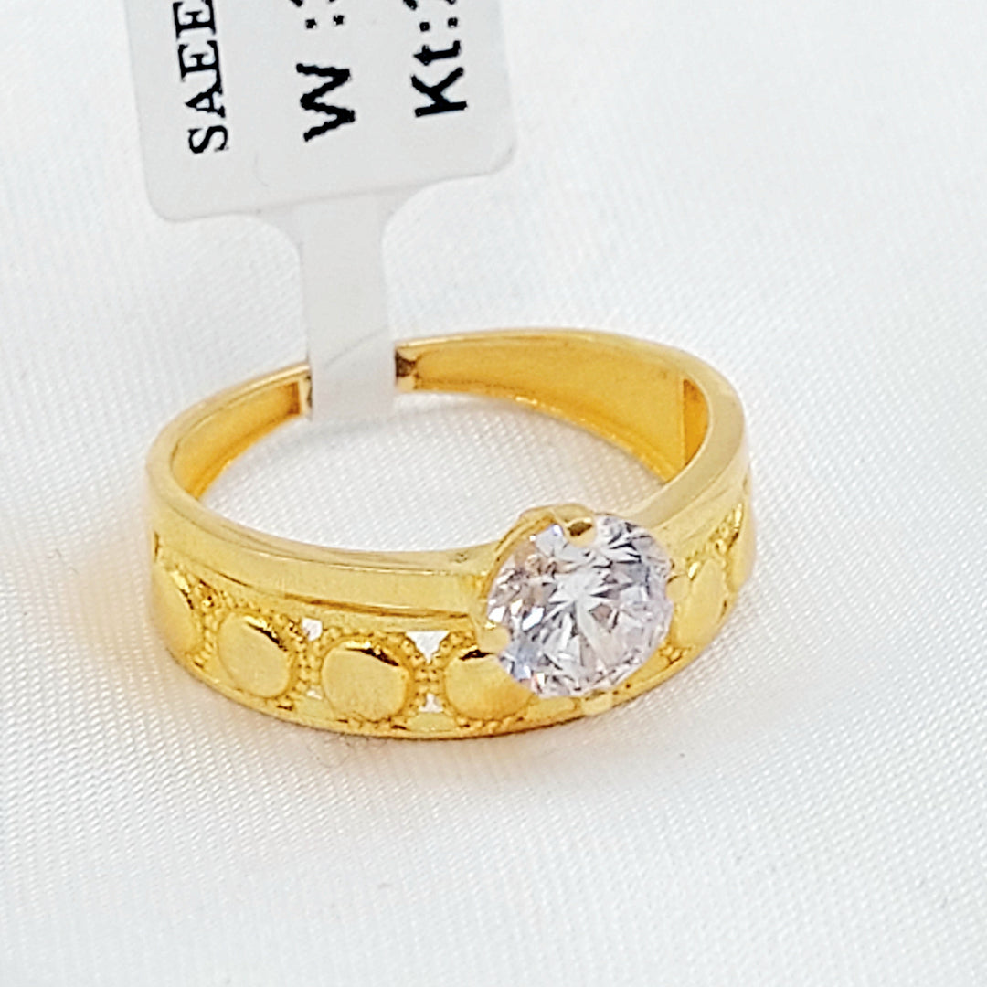 Zircon Studded Twins Wedding Ring Made of 21K Gold by Saeed Jewelry 