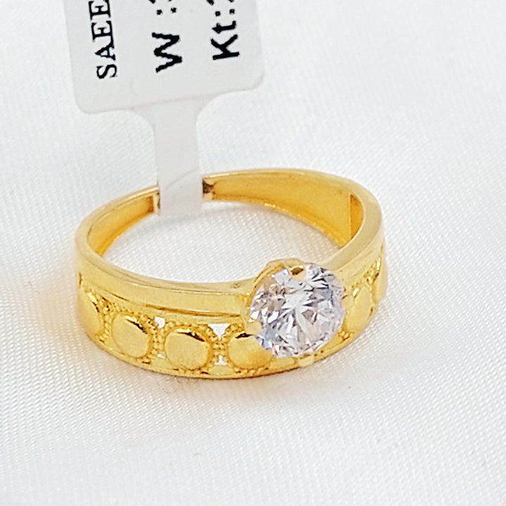 Zircon Studded Twins Wedding Ring Made of 21K Gold by Saeed Jewelry 