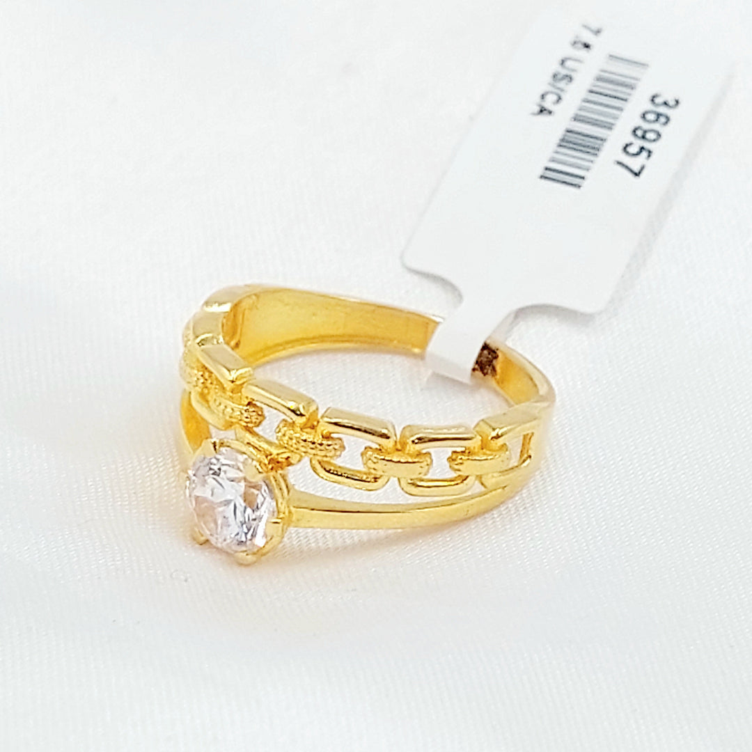 Zircon Studded Twins Wedding Ring Made of 21K Gold by Saeed Jewelry 