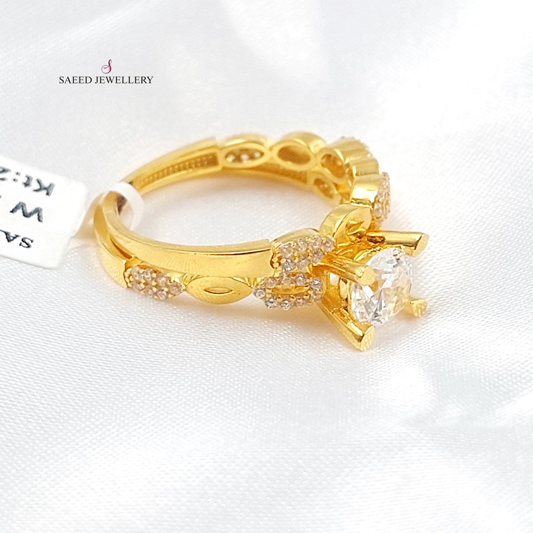 Zircon Studded Twins Wedding Ring Made of 21K Gold by Saeed Jewelry 