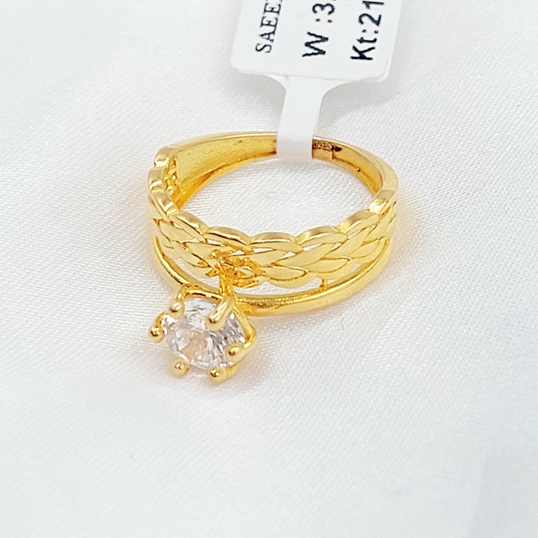 Zircon Studded Twins Wedding Ring Made of 21K Gold by Saeed Jewelry 