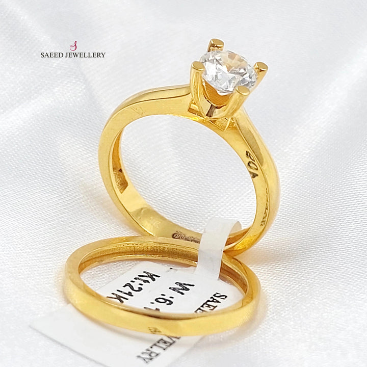 Zircon Studded Twins Wedding Ring Made of 21K Gold by Saeed Jewelry 