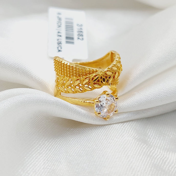 21K Gold Solitaire Twins Wedding Ring by Saeed Jewelry - Image 2