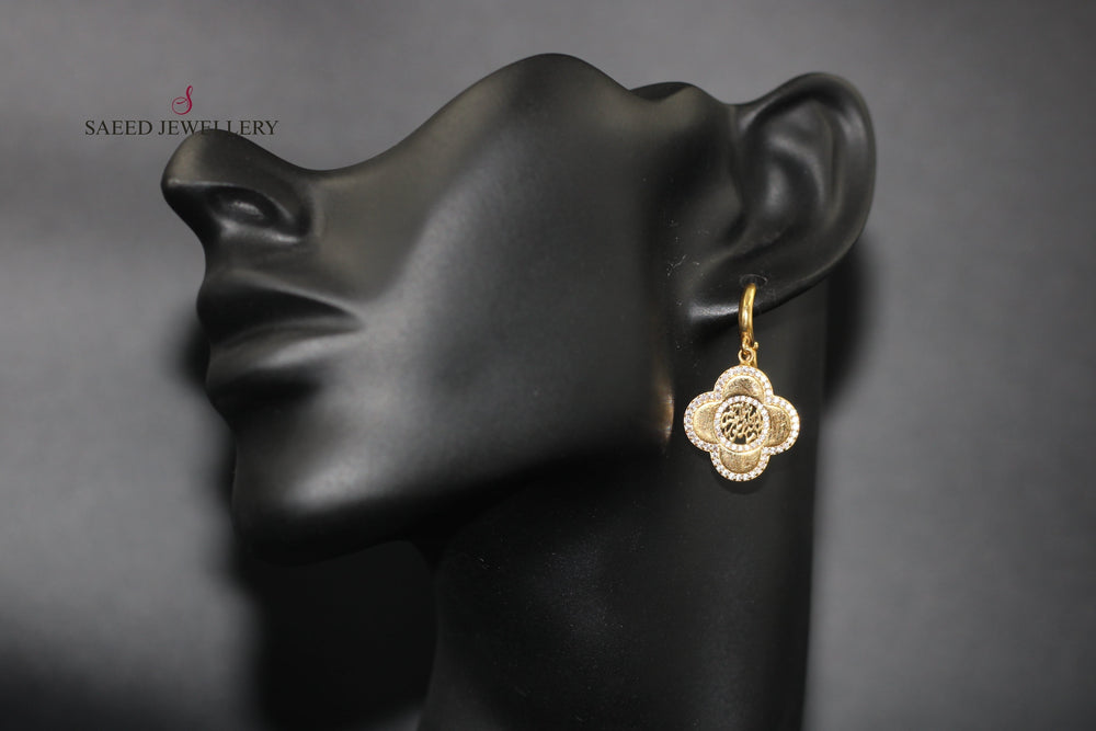 21K Gold Clover screw Earrings by Saeed Jewelry - Image 2