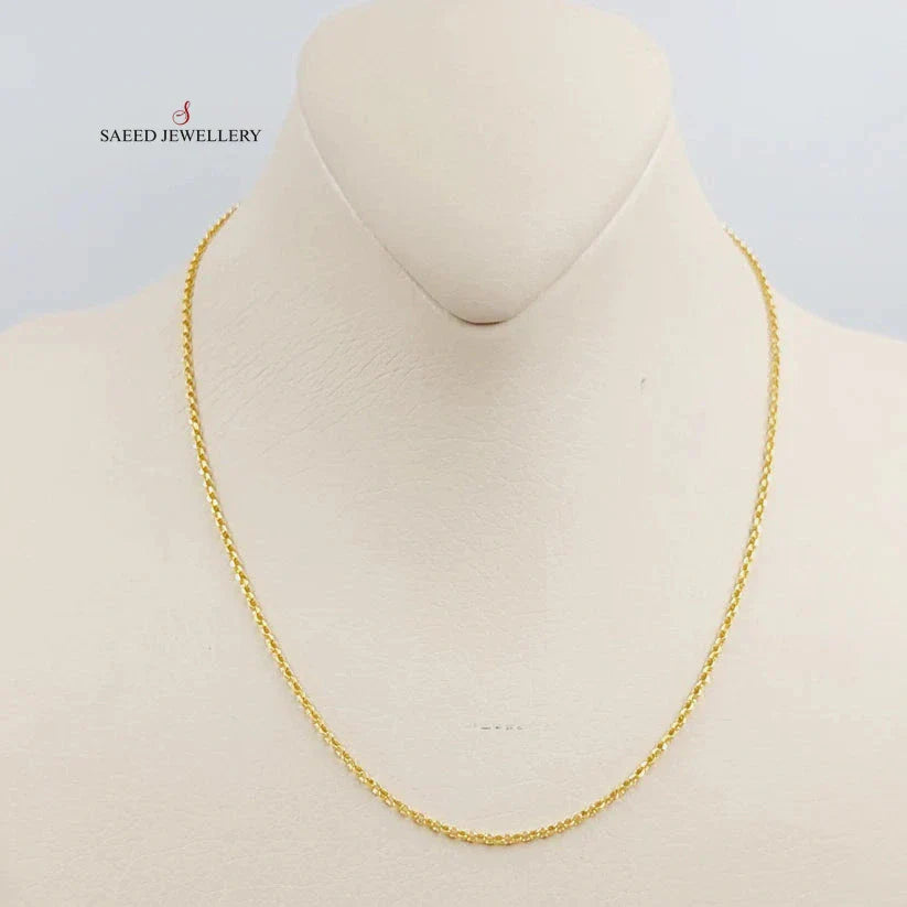 21K Gold 1.5mm Cable Link Chain 40cm by Saeed Jewelry - Image 10