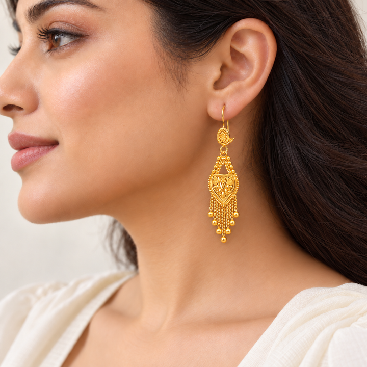 21K Gold Indian Style Earrings