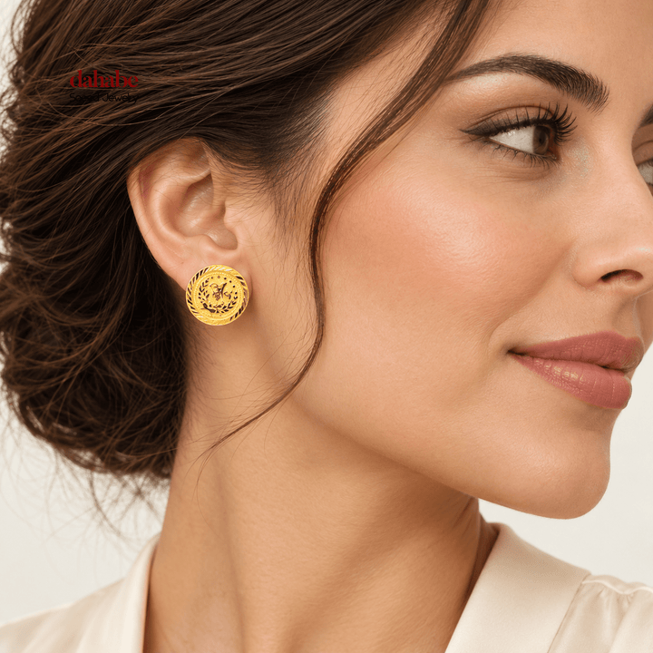 21K Gold Ottoman-Inspired Medallion Stud Earrings