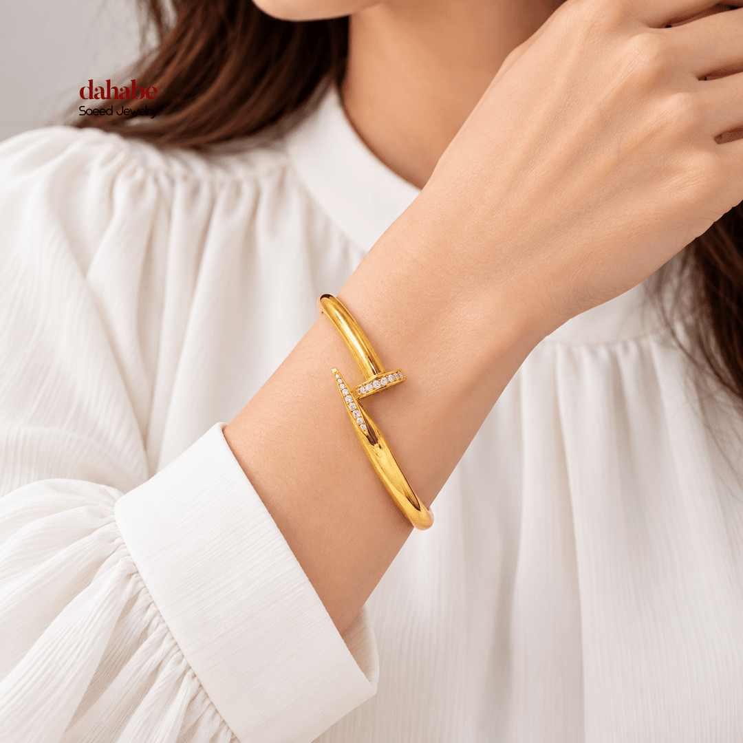 21K Gold Nail Bangle Bracelet