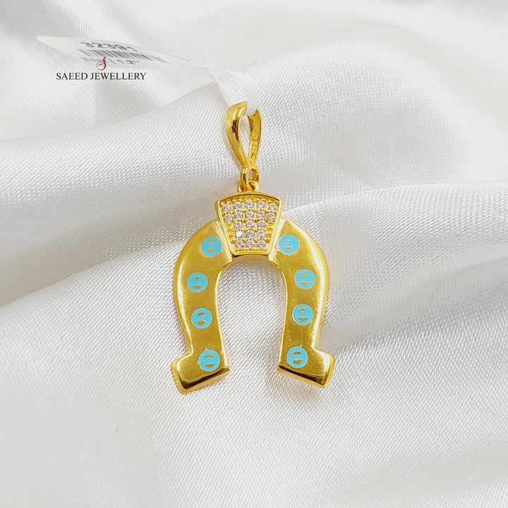 21K Gold Enameled & Zircon Studded Shoe Pendant by Saeed Jewelry - Image 1