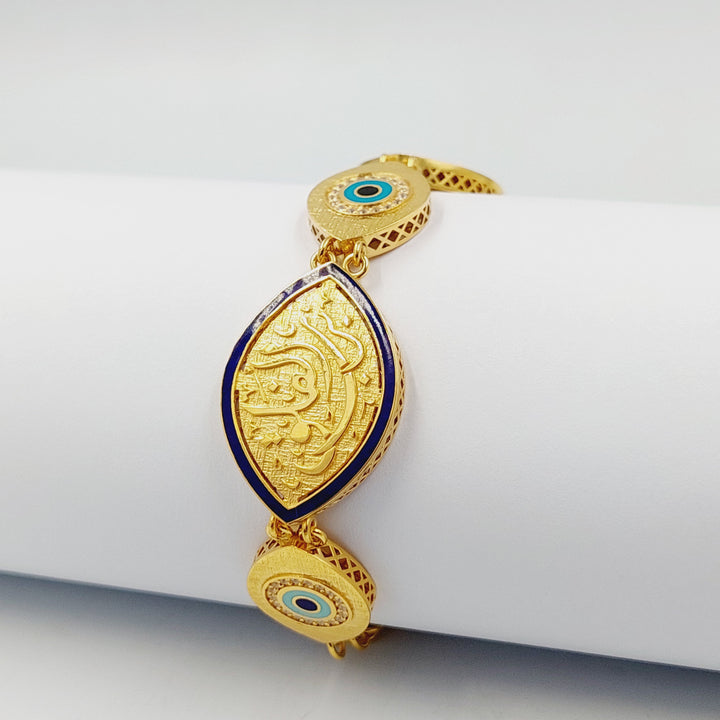 21K Gold Enameled & Zircon Studded Islamic Bracelet by Saeed Jewelry - Image 4