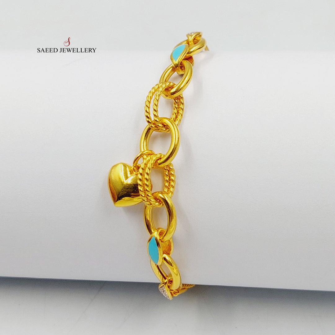 21K Gold Enameled & Zircon Studded Dandash Bracelet by Saeed Jewelry - Image 3