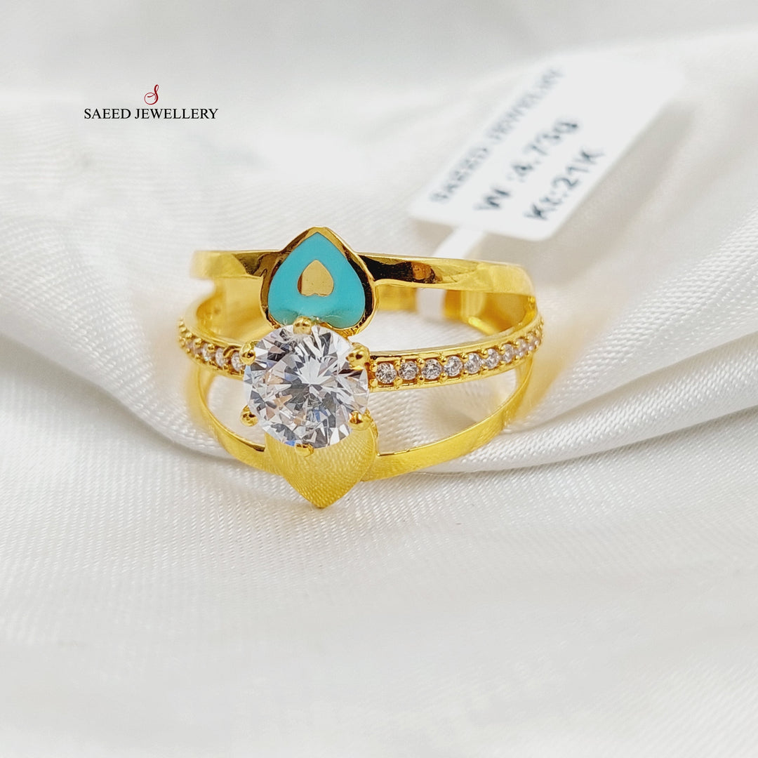 21K Gold Enameled & Zircon Studded Turkish Ring by Saeed Jewelry - Image 3