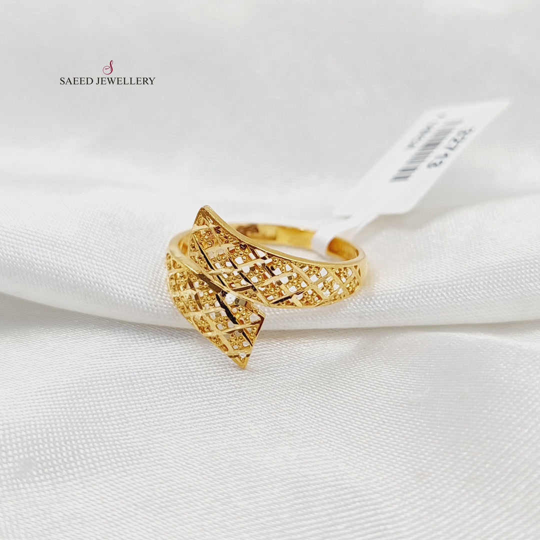 21K Gold Engraved Ring by Saeed Jewelry - Image 3