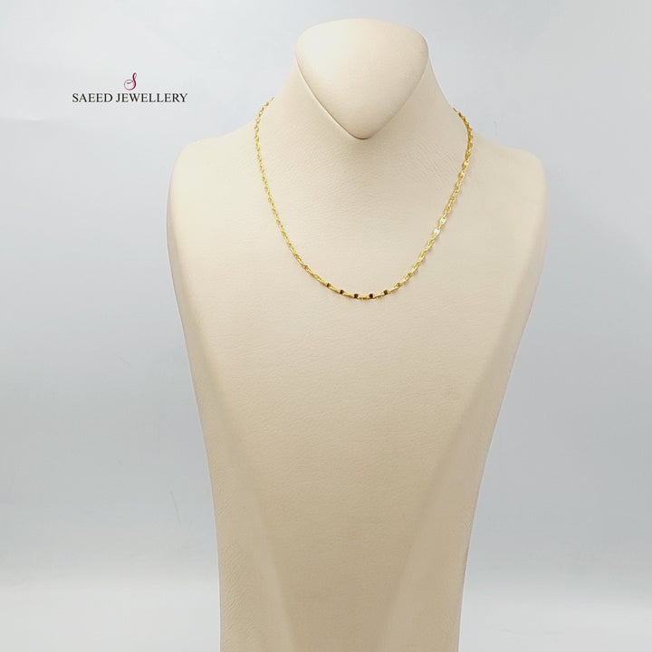 21K Gold 2.5mm Blades Chain 40cm | 15.7" by Saeed Jewelry - Image 3