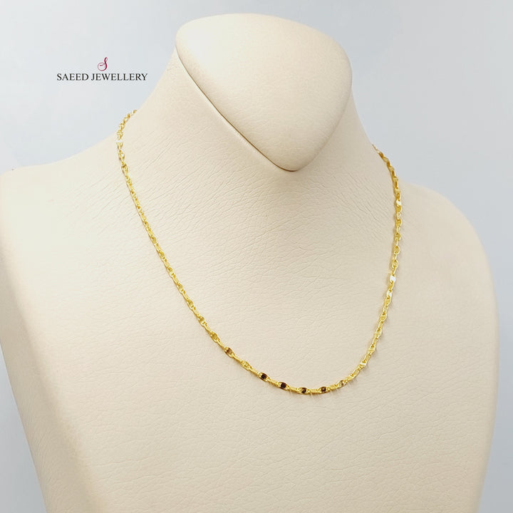 (2.5mm) Blades Chain 40cm | 15.7" Made Of 21K Yellow Gold by Saeed Jewelry-30706