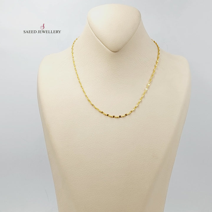 (2.5mm) Blades Chain 40cm | 15.7" Made Of 21K Yellow Gold by Saeed Jewelry-30706