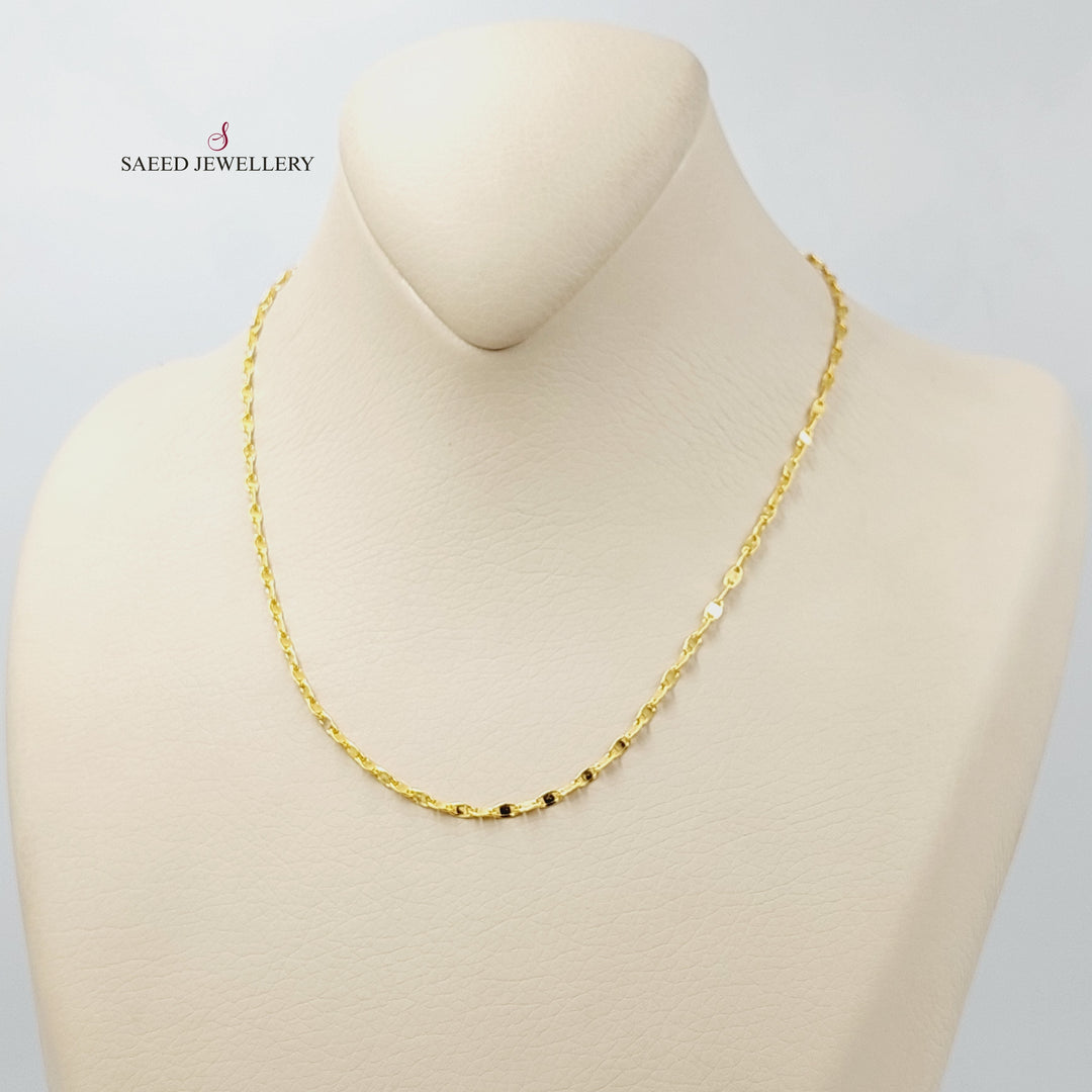 (2.5mm) Blades Chain 40cm | 15.7" Made Of 21K Yellow Gold by Saeed Jewelry-30706