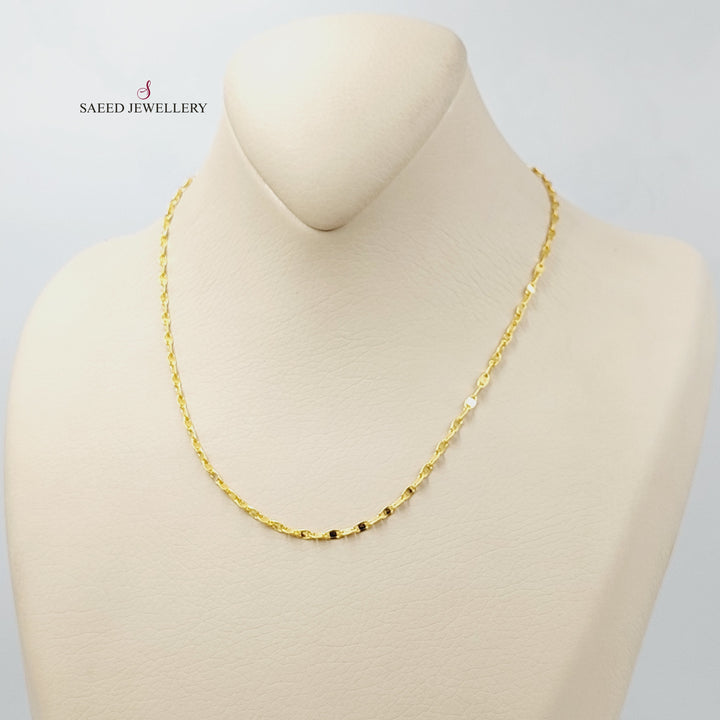 (2.5mm) Blades Chain 40cm | 15.7" Made Of 21K Yellow Gold by Saeed Jewelry-30706