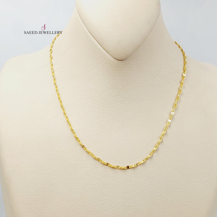 (2.5mm) Blades Chain 40cm | 15.7" Made Of 21K Yellow Gold by Saeed Jewelry-30706