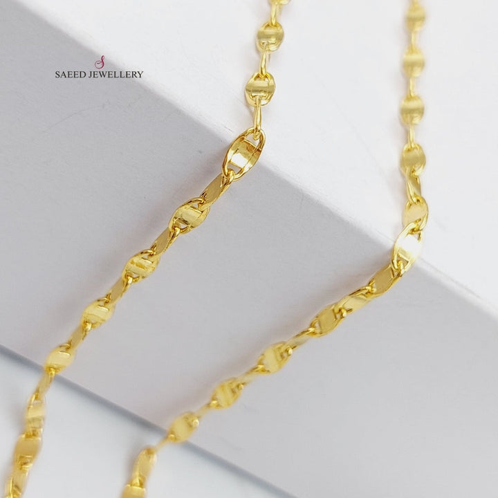 (2.5mm) Blades Chain 50cm | 19.7" Made Of 21K Yellow Gold by Saeed Jewelry-30708