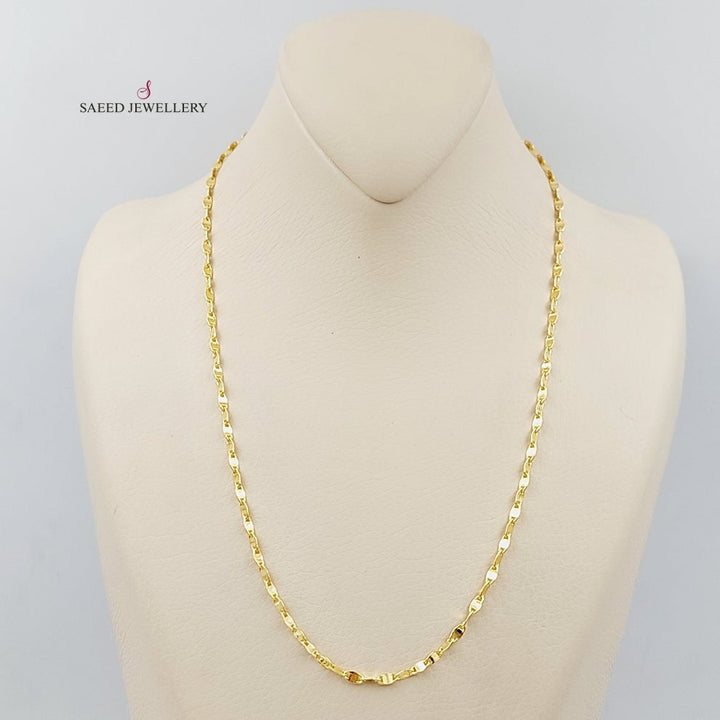(2.5mm) Blades Chain 50cm | 19.7" Made Of 21K Yellow Gold by Saeed Jewelry-30708