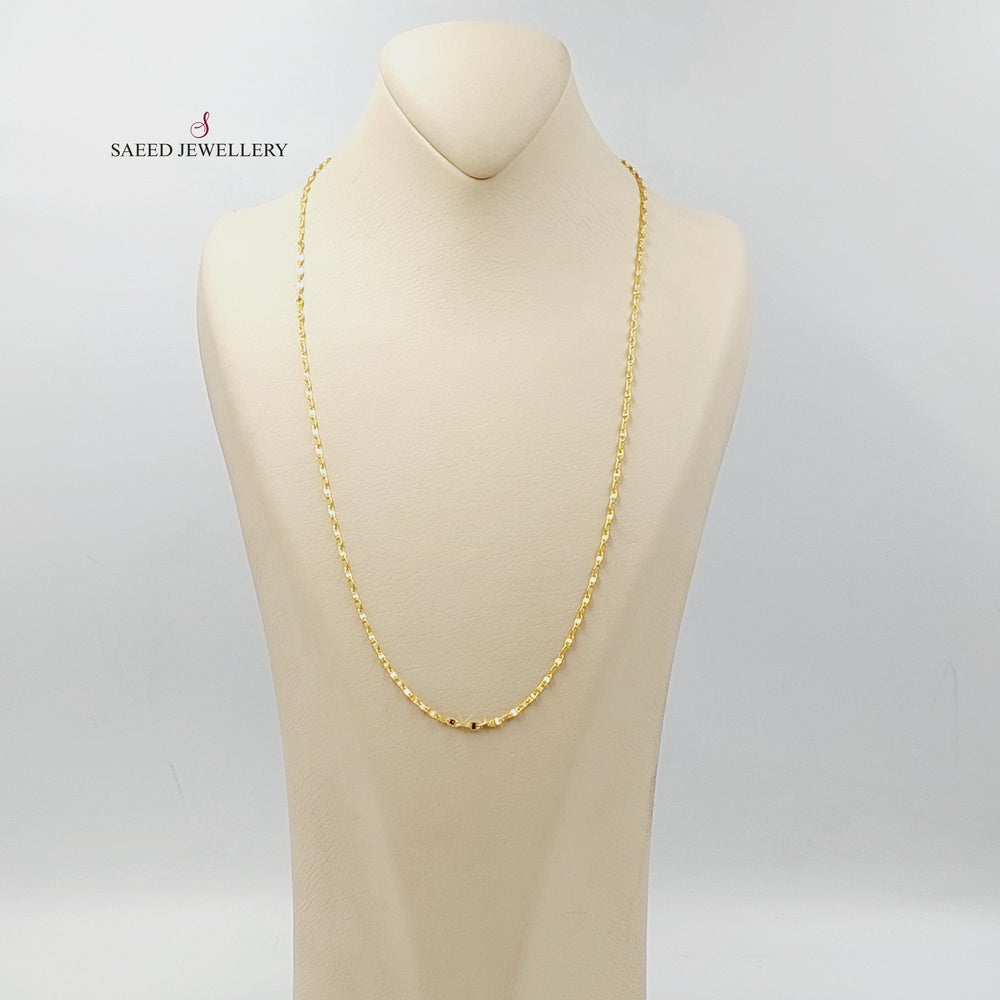 21K Gold 2.5mm Blades Chain 60cm | 23.6" by Saeed Jewelry - Image 2