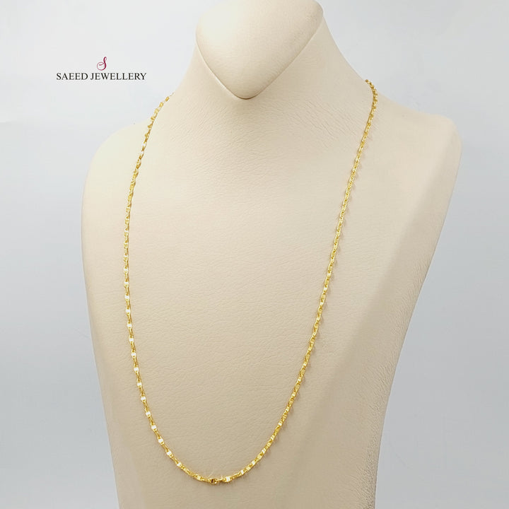 21K Gold 2.5mm Blades Chain 60cm | 23.6" by Saeed Jewelry - Image 3