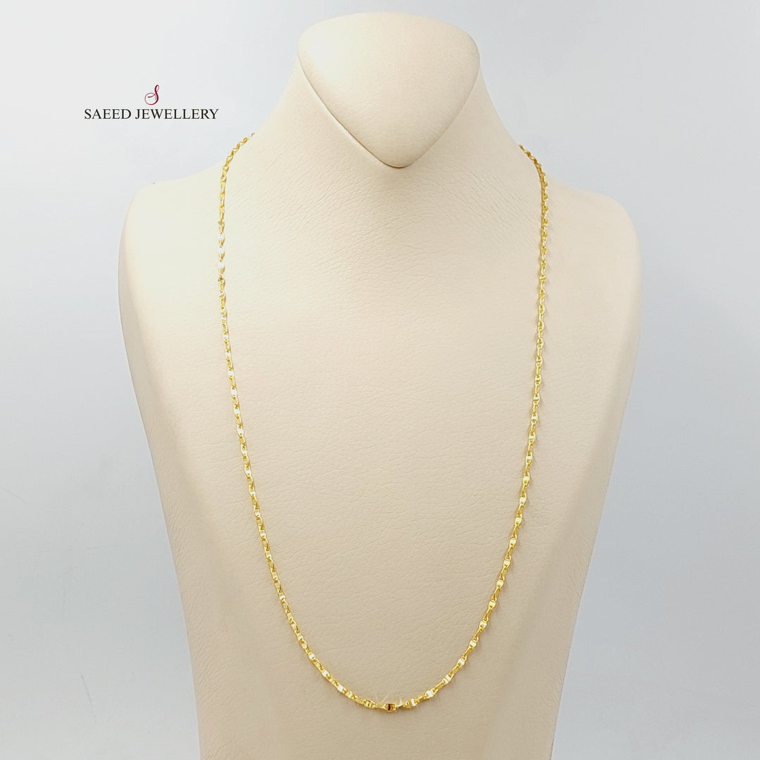 21K Gold 2.5mm Blades Chain 60cm | 23.6" by Saeed Jewelry - Image 1