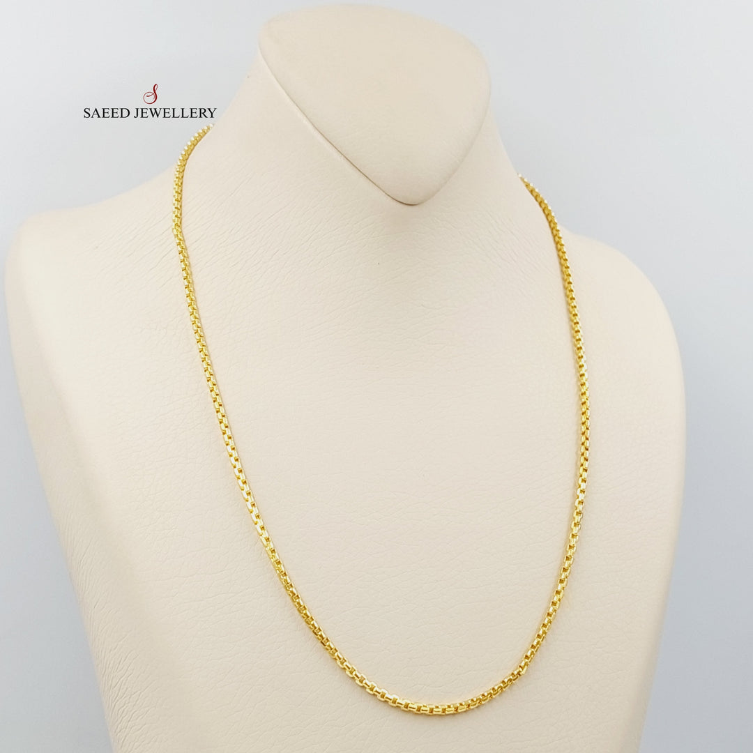 (2.5mm) Box Chain 50cm Made Of 21K Yellow Gold by Saeed Jewelry-28641