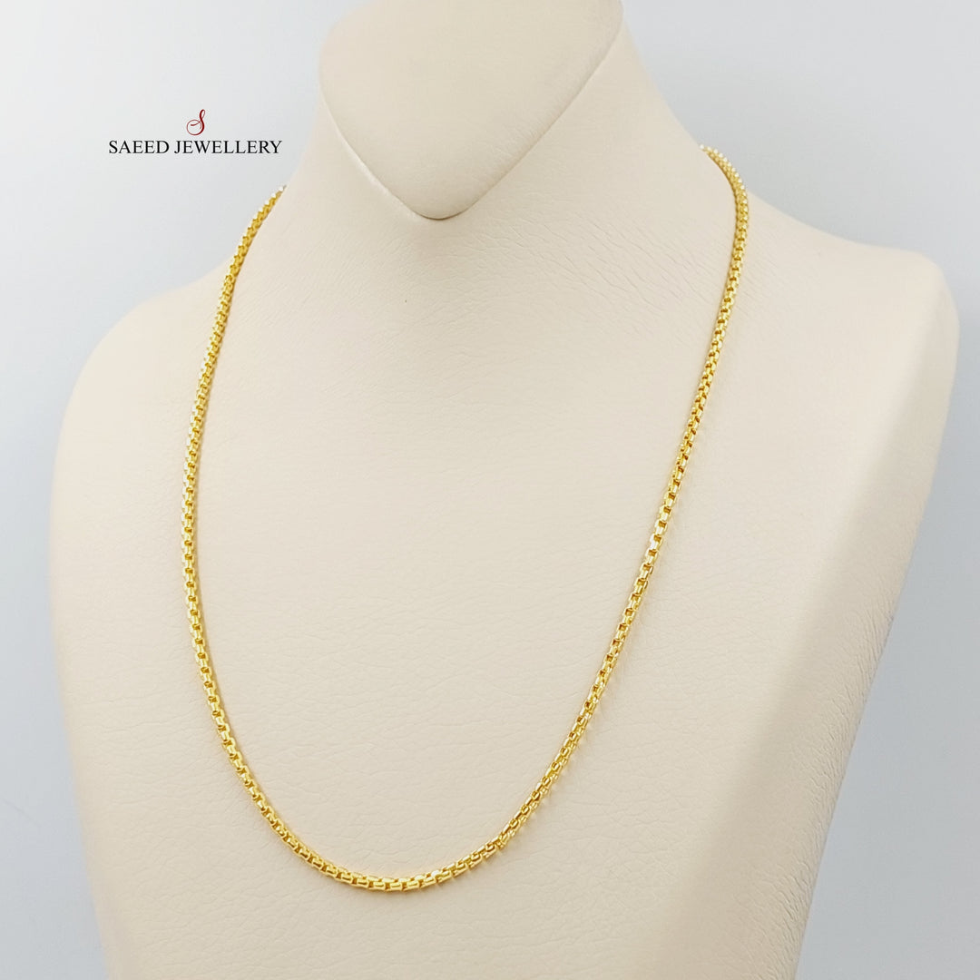 (2.5mm) Box Chain 50cm Made Of 21K Yellow Gold by Saeed Jewelry-28641