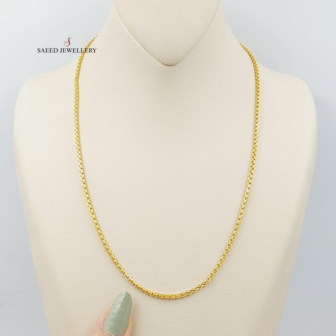 21K Gold 2.5mm Box Chain 50cm by Saeed Jewelry - Image 1