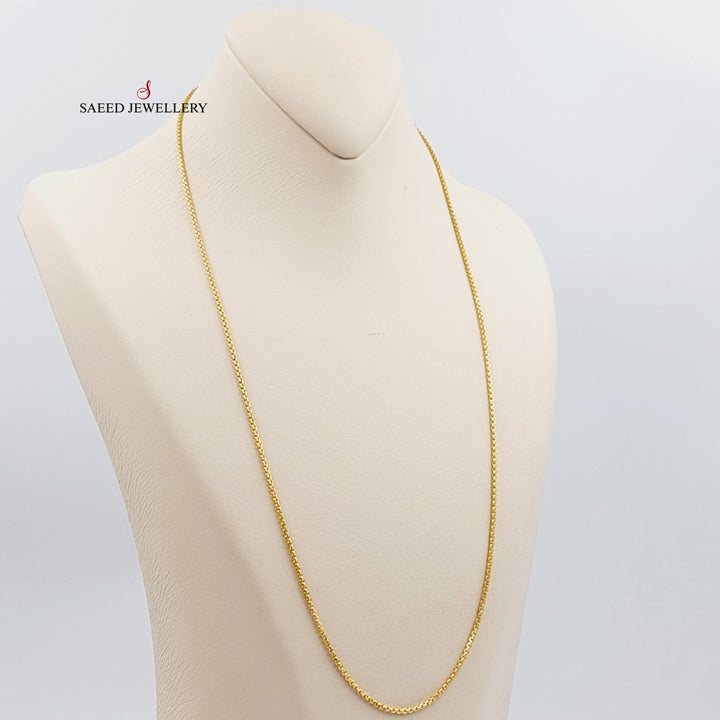 21K Gold 2.5mm Box Chain 60cm by Saeed Jewelry - Image 3