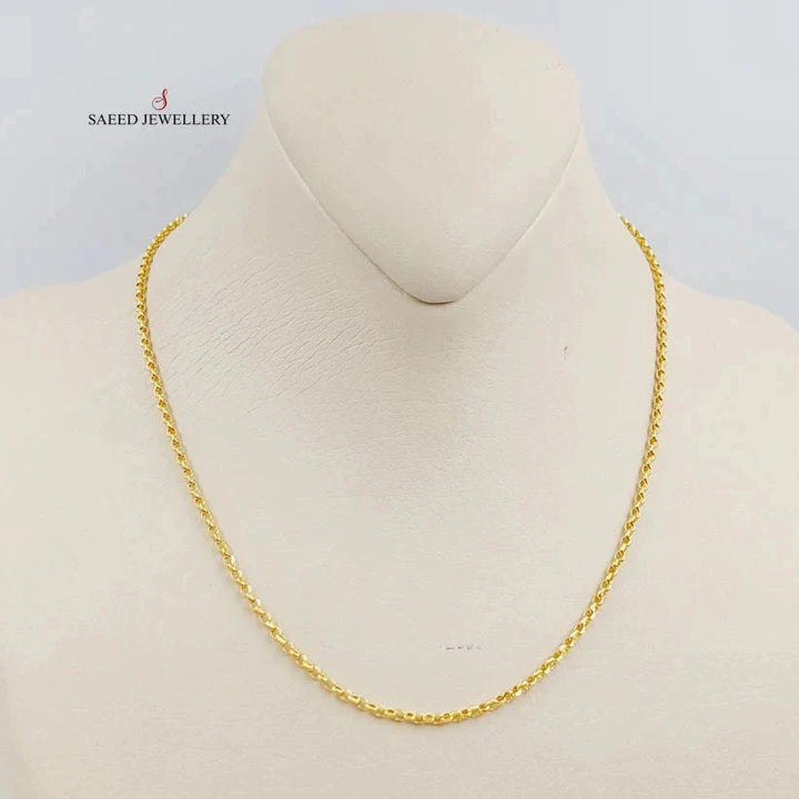 21K Gold 2.5mm Cable Link Chain 40cm by Saeed Jewelry - Image 1