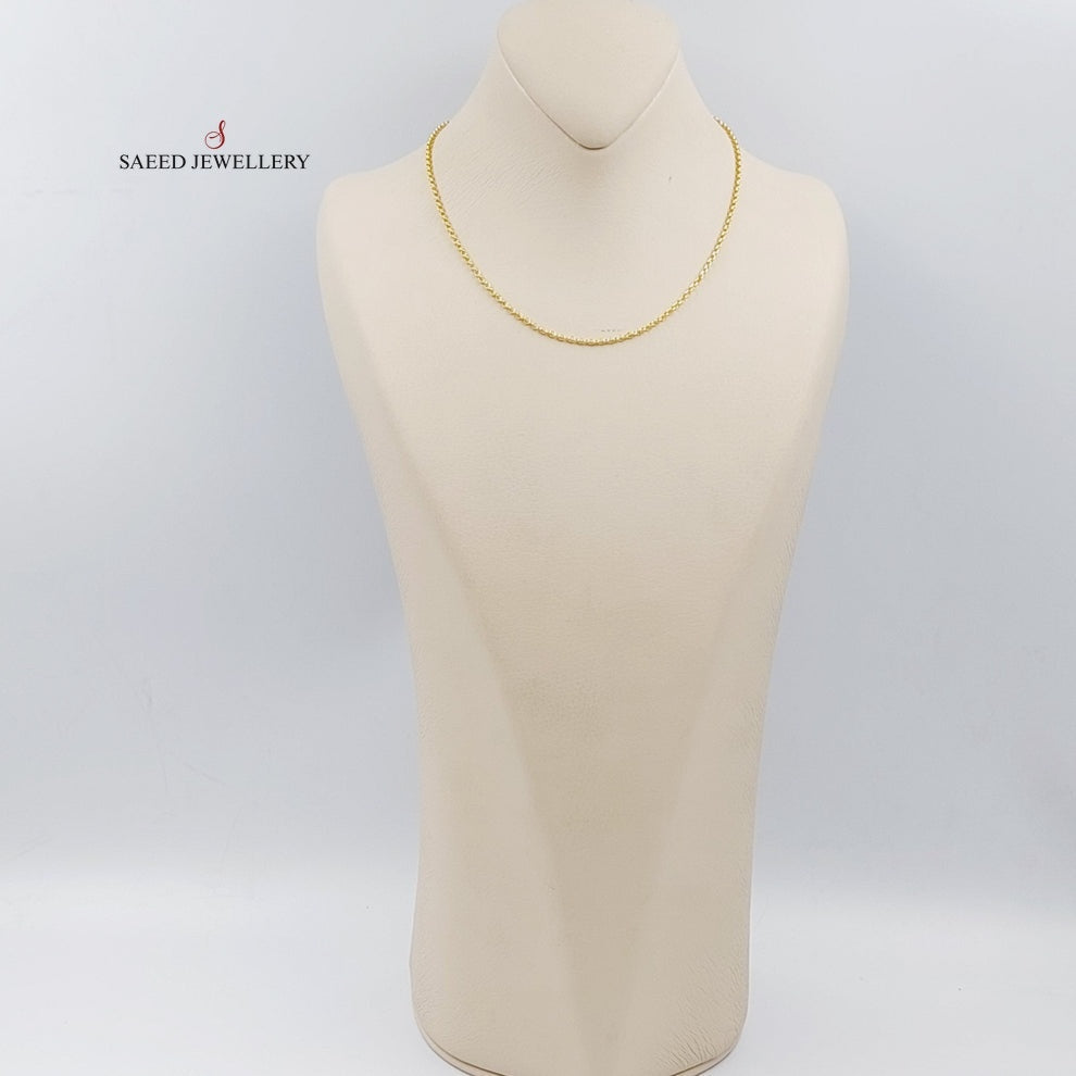 (2.5mm) Cable Link Chain 45cm Made Of 21K Yellow Gold by Saeed Jewelry-28604