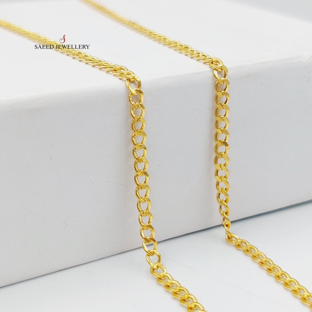 21K Gold 2.5mm Figaro Chain 60cm by Saeed Jewelry - Image 2