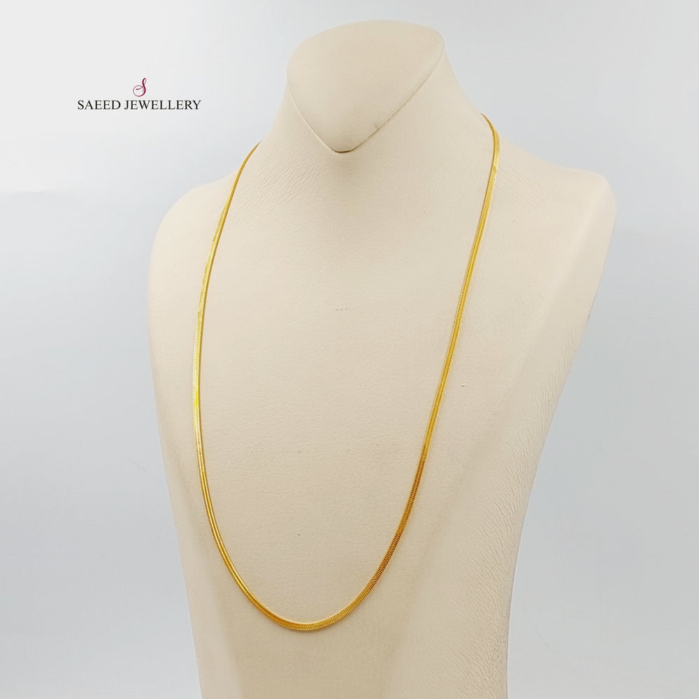 21K Gold 2.5mm Flat Chain 60cm by Saeed Jewelry - Image 2