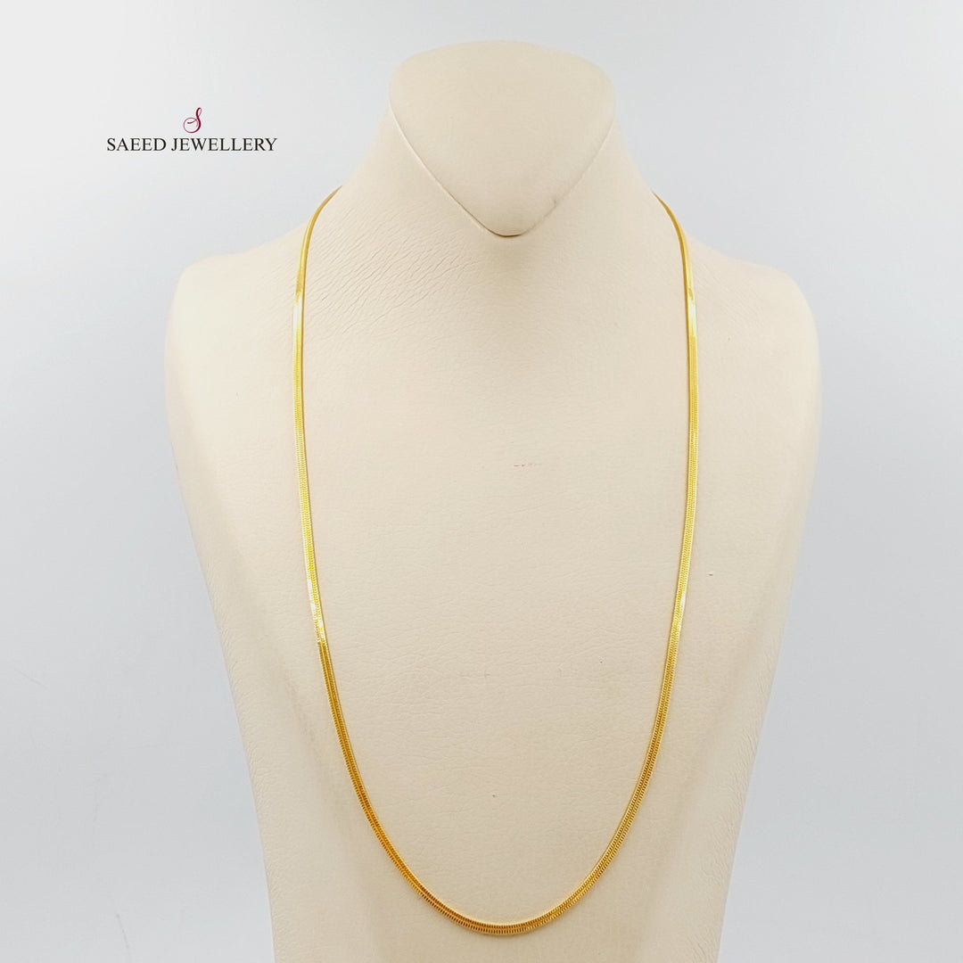 21K Gold 2.5mm Flat Chain 60cm by Saeed Jewelry - Image 1