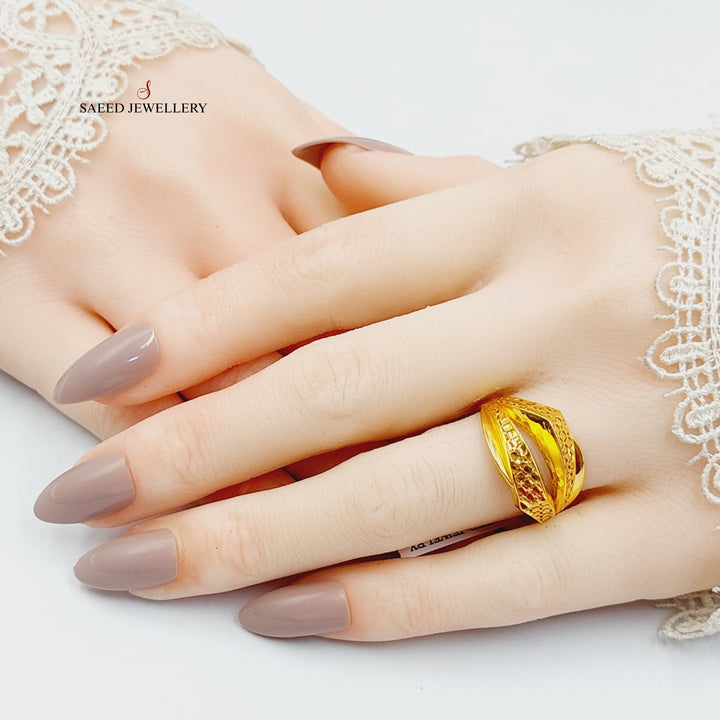 21K Gold Engraved Ring by Saeed Jewelry - Image 4