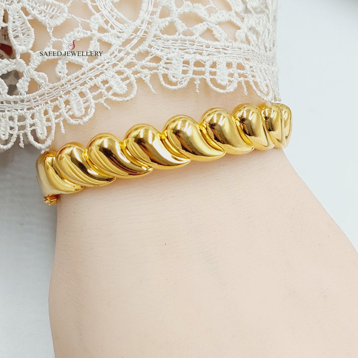 21K Gold Deluxe Almond Bangle Bracelet by Saeed Jewelry - Image 6