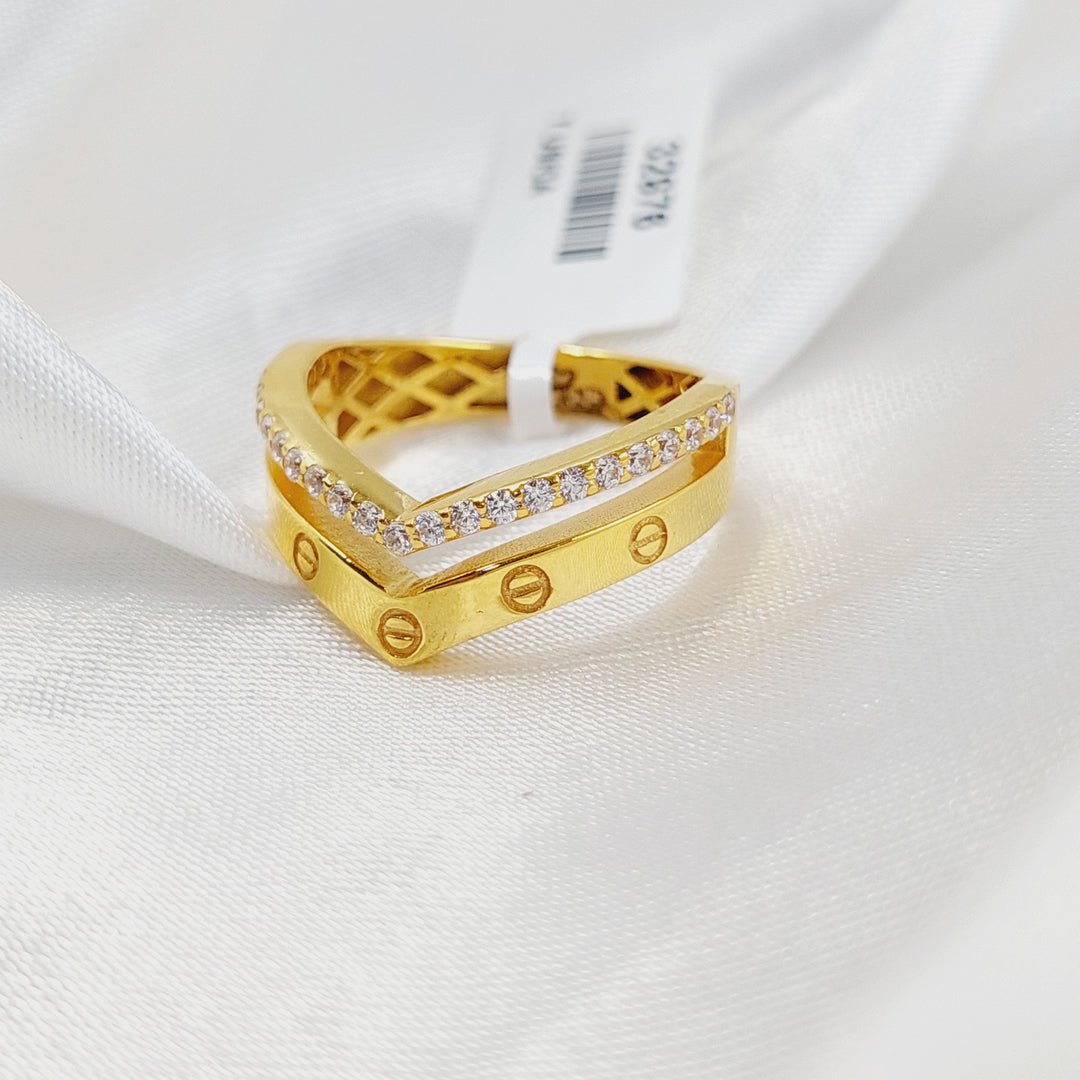 21K Gold Zircon Studded Figaro Ring by Saeed Jewelry - Image 3