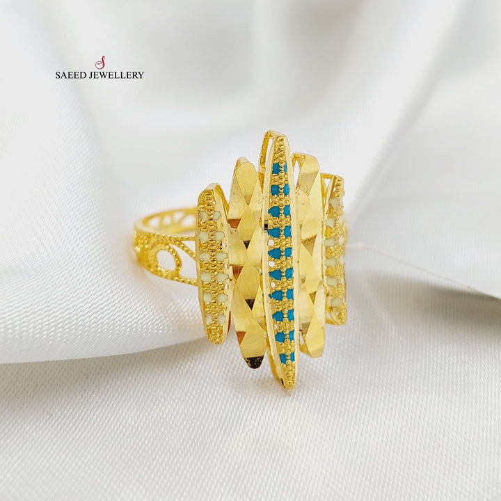 21K Gold Zircon Studded Turkish Ring by Saeed Jewelry - Image 1