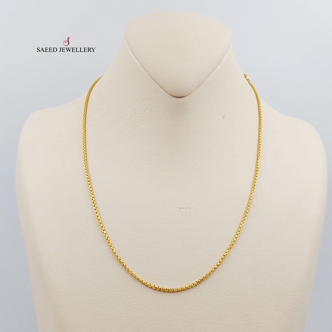 21K Gold 2mm Box Chain 45cm by Saeed Jewelry - Image 3