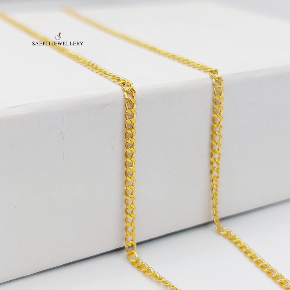 21K Gold 2mm Figaro Chain 50cm by Saeed Jewelry - Image 2