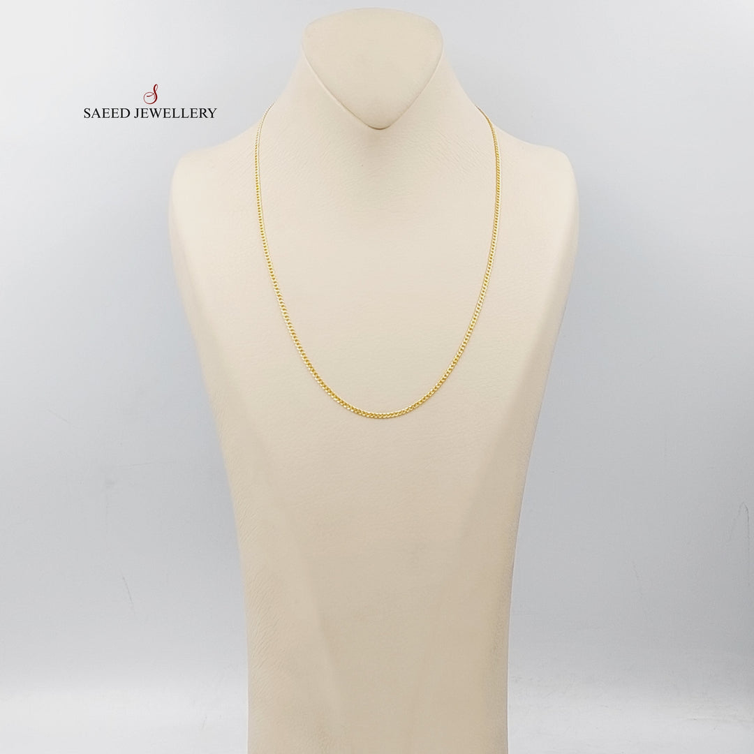 21K Gold 2mm Figaro Chain 50cm by Saeed Jewelry - Image 6